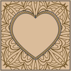 Template cards with decorative ornaments in the form of a heart. Template for Valentine's Day. Vector illustration. For design, print