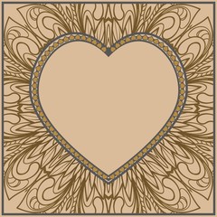 Valentine's day background with hearts and floral pattern. Vector illustration. Template design for greeting and wedding card