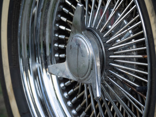 wheel with a disc of an old classic car