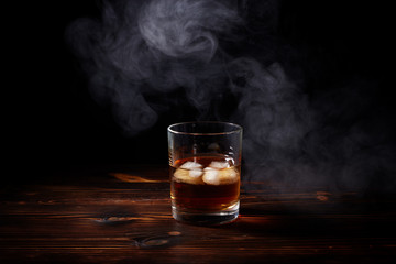 Whiskey on the wood table