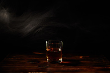 Whiskey on the wood table