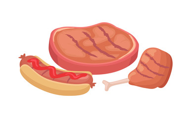 BBQ Beefsteak and Chicken Vector Illustration