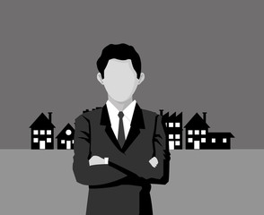 businessman with city background image