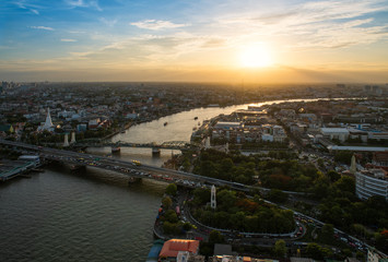 Bangkok city Evening Chao Phraya River View