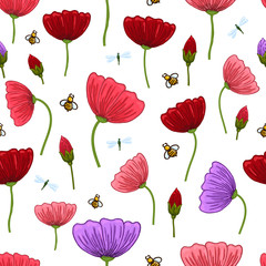 Seamless pattern with romantic flowers elements