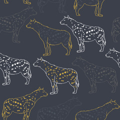 Hyena vector seamless pattern 