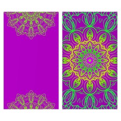 Ethnic Decorative Flyers with Floral Mandala. Templates Vector illustration.