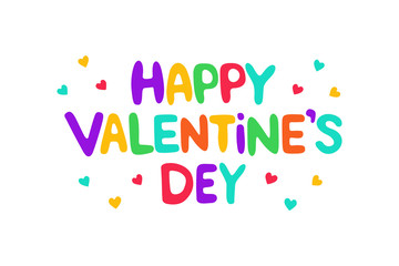 Happy Valentine's Day Lettering Text. isolated on white background