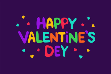 Happy Valentine's Day Lettering Text. isolated on purple background
