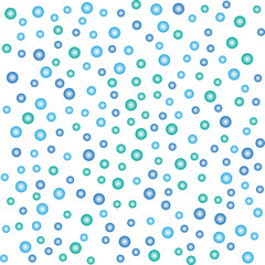 Water bubbles abstract background design, blue random circles on white, seamless pattern, vector illustration.