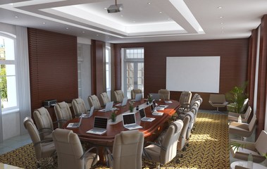 conference room, meeting room, interior visualization, 3D illustration