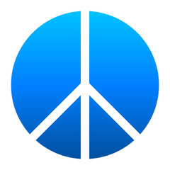 Peace symbol icon - blue simple gradient, segmented shapes, isolated - vector