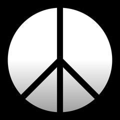 Peace symbol icon - white simple gradient, segmented shapes, isolated - vector