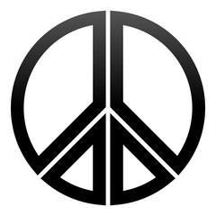 Peace symbol icon - black simple gradient, segmented outlined shapes, isolated - vector