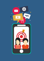 digital social network communication related icons image