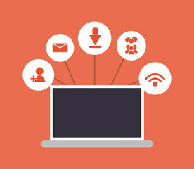 digital social network communication related icons image