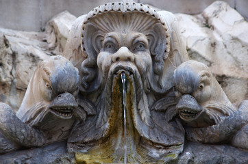 Fototapeta na wymiar Fountain in front of Pantheon, Rome / Italy