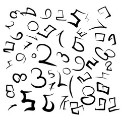 Numbers hand drawn pattern.