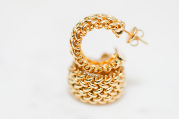 yellow gold hoop earrings - Image