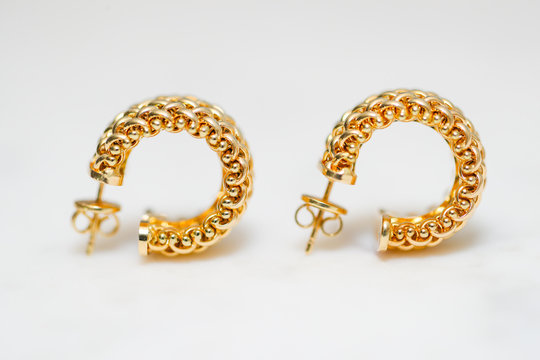 yellow gold hoop earrings - Image