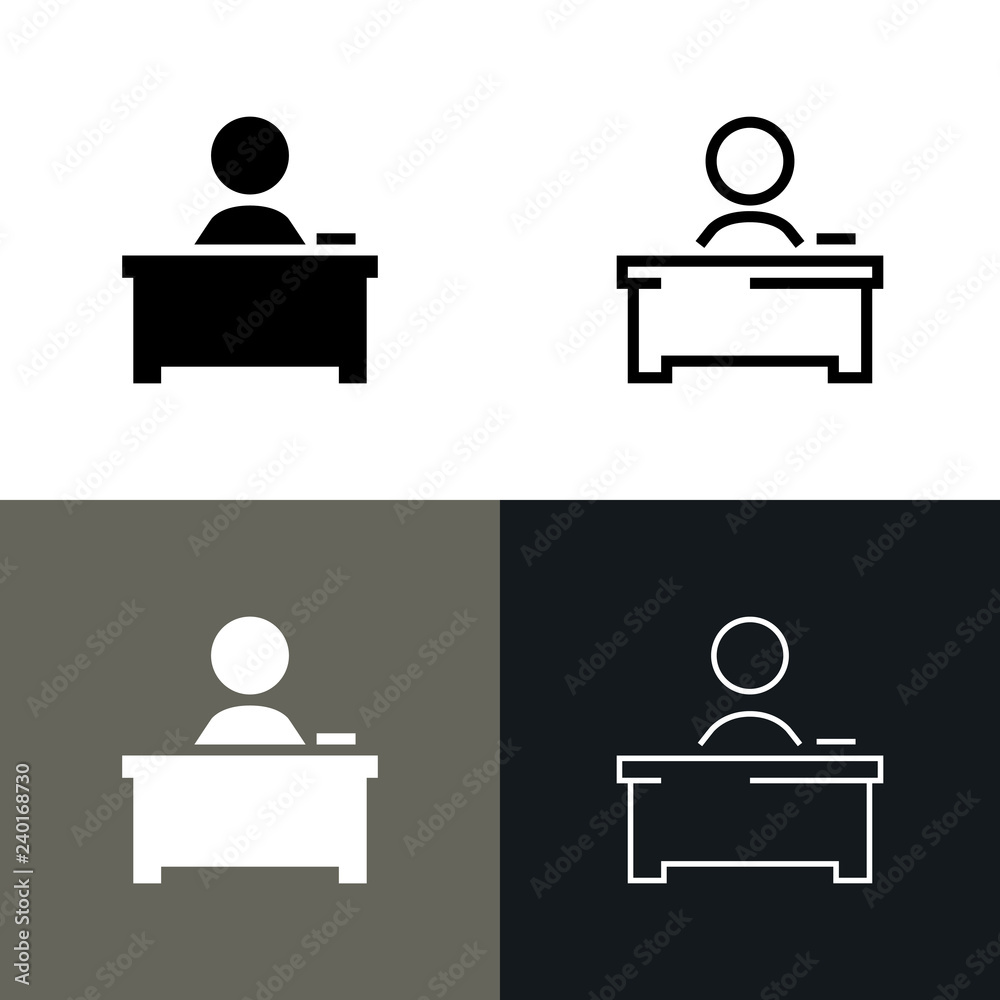 Poster desk icon set