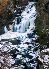 Crystal Falls watefall in snow, Washington