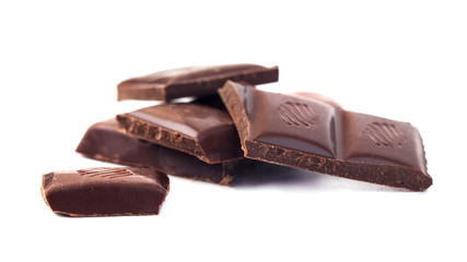 Dark Chocolate bars stack isolated on white background
