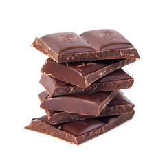 Dark Chocolate bars stack isolated on white background