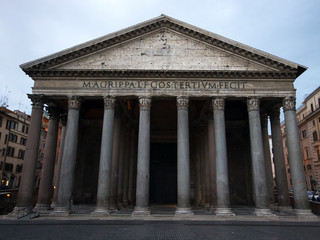 Front view of Pantheon in the morning, Rome / Italy