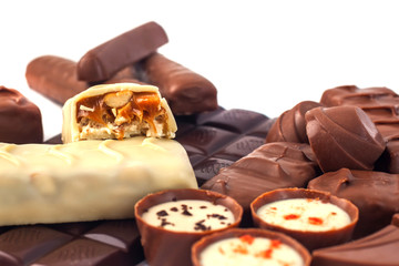 assortment of chocolates on a white background