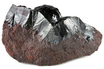 hematite (kidney ore) from Egremont, England isolated on white background - obrazy, fototapety, plakaty