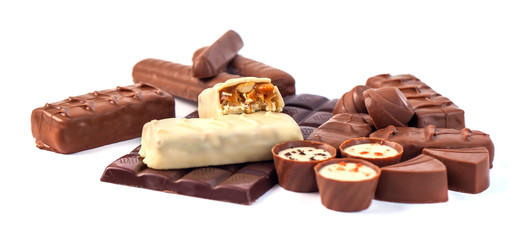 assortment of chocolates on a white background