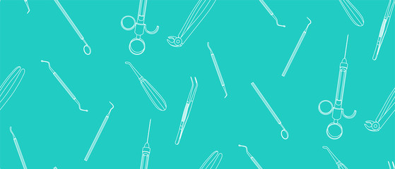 Vector seamless pattern stomatology instruments