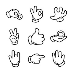 Cartoon Hand Gestures Icon Set