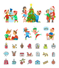 Obraz na płótnie Canvas Christmas Holiday Winter Preparation and Icons