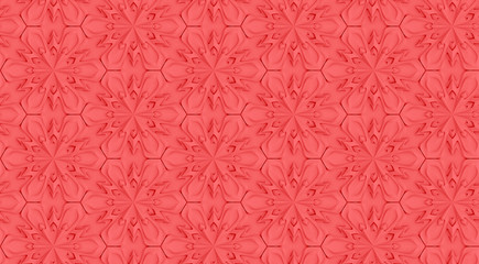 Seamless light texture of three-dimensional elegant flower petals based on hexagonal grid 3D illustration