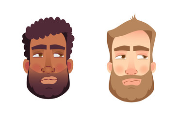 emotions of man face set