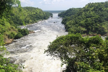 Naklejka na ściany i meble Murchison falls Wasserfall in Uganda Afrika