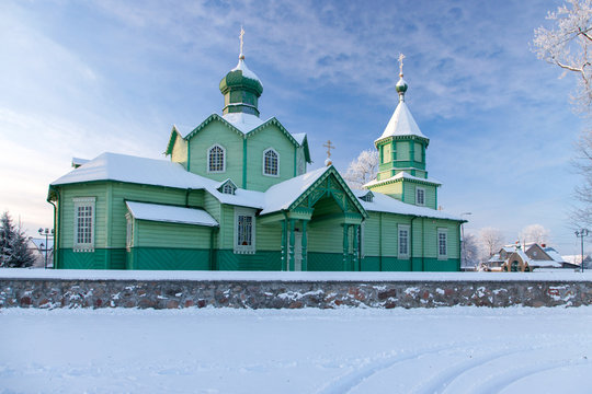 Podlaskie region, Poland - December, 2009: orthodox church in Narew Village