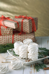 Obraz na płótnie Canvas Light, airy dessert of marshmallow. Delicious and fragrant marshmallows. Light Marshmallow
