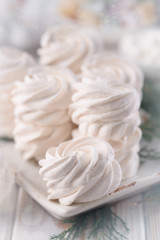Obraz na płótnie Canvas Light, airy dessert of marshmallow. Delicious and fragrant marshmallows. Light Marshmallow