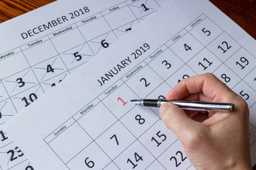 Marking first day of January, starting new year