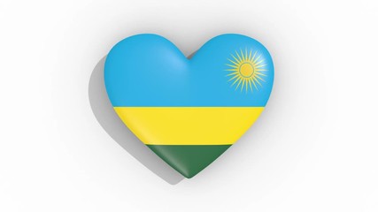 Heart in colors flag of Rwanda pulses, loop.