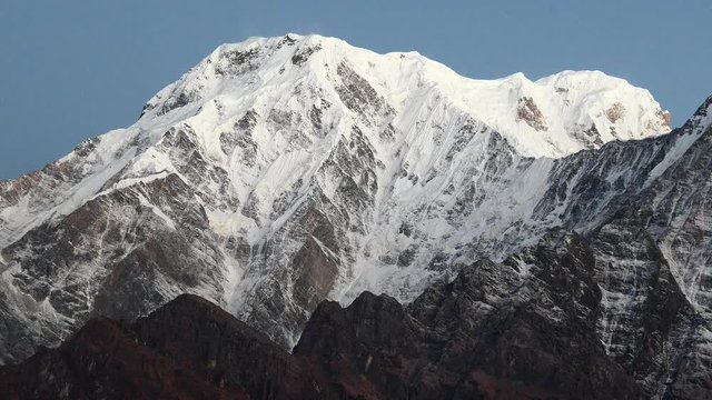 Annapurna South Peak and pass in the Himalaya mountains, Annapurna region, Nepal 4K