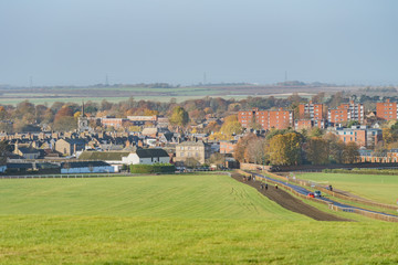 The Warren Hill racehorse training gallops at Newmarket, England.