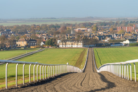 The Warren Hill racehorse training gallops at Newmarket, England.