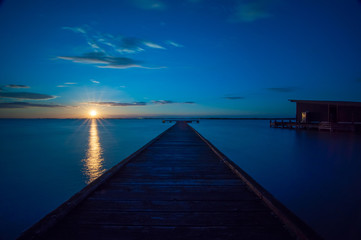 Obraz premium romantic morning sunrise, neusiedlersee, austria