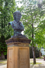 Bust of professor Friedrich Magnus Schwerd in garden of Speyer Cathedral, Speyer, Germany