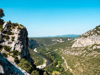 Fototapeta na wymiar Panoramic view over Massif Central and the river Ardeche