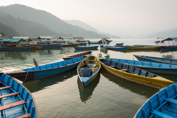 Fototapeta na wymiar boats in lake